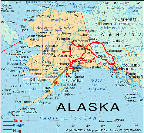 Reiseroute durch Alaska